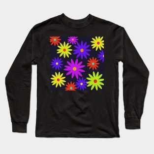 retro 60s style flower pattern Long Sleeve T-Shirt